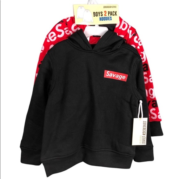 Other - 2 pack savage Sovereign State Hoodie Size M (5) kids Hoodie new black-red